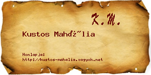 Kustos Mahália névjegykártya